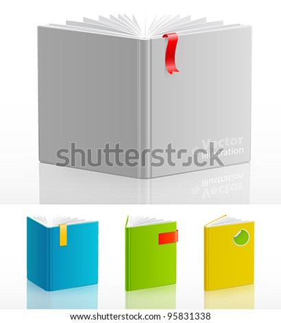 Set of open standing books. Vector illustration.