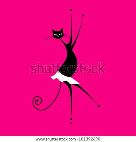 Graceful cat dancing, vector illustration for your design