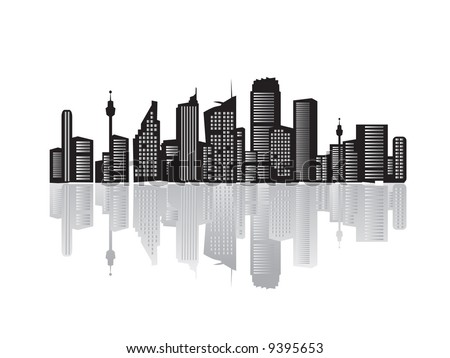 City Landscape, Silhouettes Of Houses Black Stock Vector Illustration ...