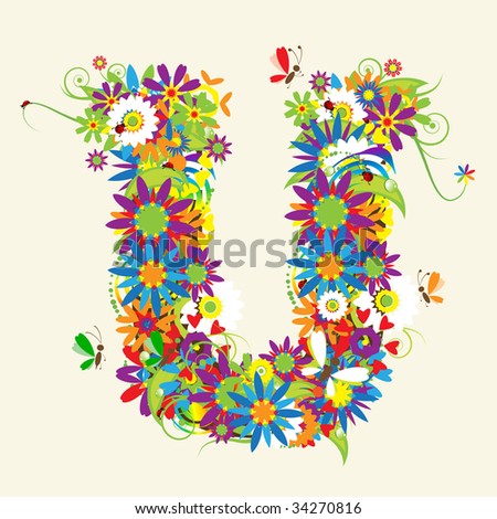 Letter U, Floral Design. See Also Letters In My Gallery Stock Vector ...