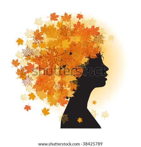 Stylized woman hairstyle. Autumn season.