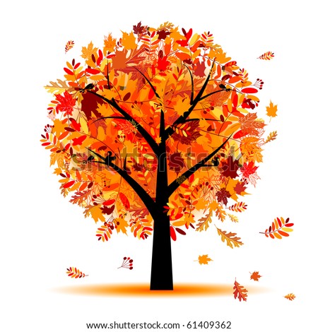 Beautiful Autumn Tree For Your Design Stock Vector Illustration ...