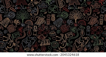 Sri Lanka travel, seamless pattern, background for your design