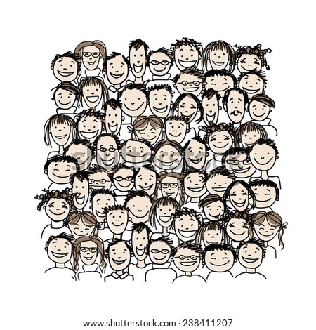Group of people, sketch for your design. Vector illustration