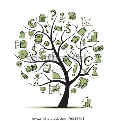 Art tree concept with business icons for your design