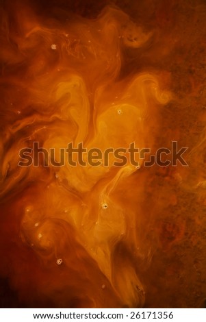 Orange sediments on red fluid.
