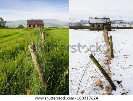 Summer and winter of a Yorkshire Dales barn