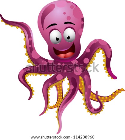 Funny Octopus Cartoon Stock Vector Illustration 114208960 : Shutterstock