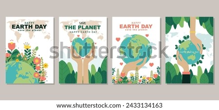 Earth day poster collection for graphic and web design  business marketing and print material. Vector illustration