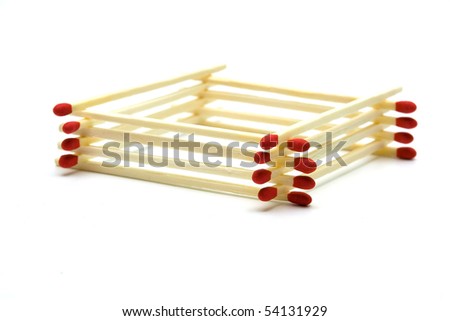 Wooden Safety  matches on white background