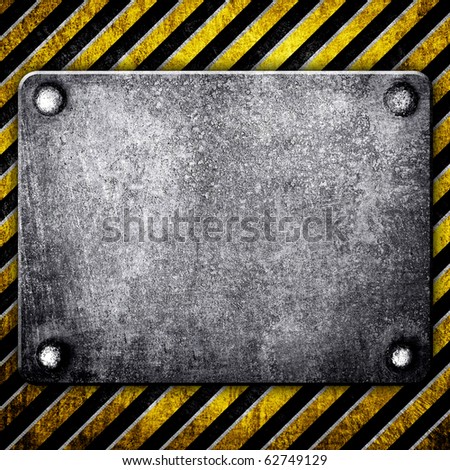 Iron Plate On Warning Stripe Background Stock Photo 62749129 : Shutterstock