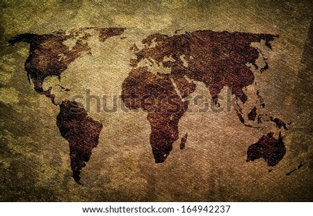 old fabric background with world map