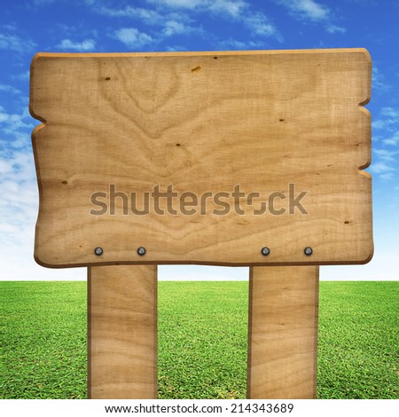 wood sign with field background