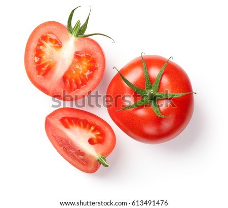 Fresh tomatoes on white background. Top view Сток-фото © 