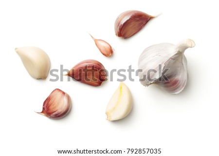 Garlic isolated on white background. Top view Сток-фото © 