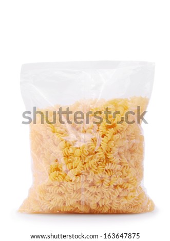 A pack of pasta isolated on a white background