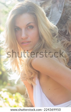 Sensual woman portrait summer outdoor