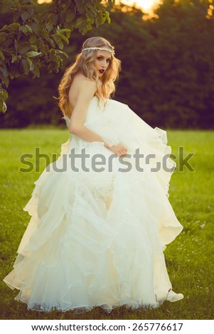 Bride wedding woman stylish hair and fashion dress