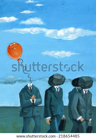 The head of the Last Man turns in a row balloon and fly to freedom