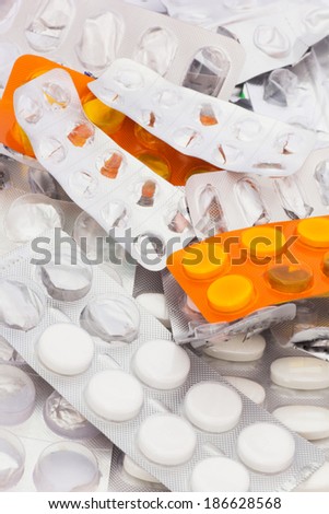 A Macro of Empty Blister, Medicines, Capsules and Tablets. Medical Background.
