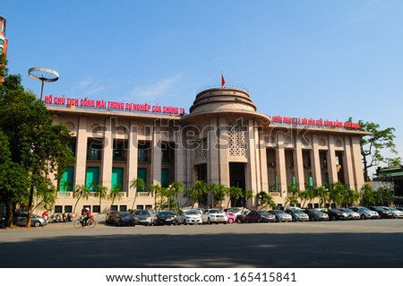 HANOI, VIETNAM, NOVEMBER 28: Building of The State Bank of Viet Nam  on November 28, 2013 in Hanoi, Vietnam. The State Bank of Vietnam is the central bank of Vietnam.