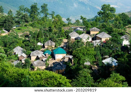 A village of Hanhi ethnic minority people in Laocai, Vietnam