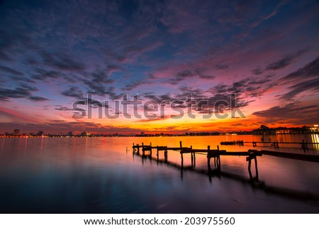 Sunset in West Lake, Hanoi, Vietnam