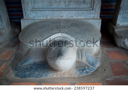 Turtle stone steles, bearing the names of Doctoral laureates of the Temple of Literature between 1142 and 1778 in Vietnam at Van Mieu - Quoc Tu Giam (Temple of Literature) in Hanoi.