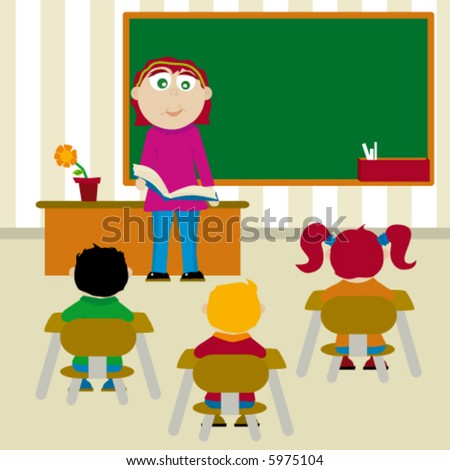 Elementary Class Teacher To Teach A Students Stock Vector Illustration ...