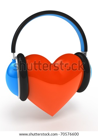 Heart With Headphones. Love Music Concept Isolated On White Stock Photo ...