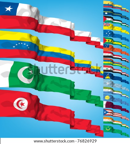 Set of world flags. High detailed 3d vector concept