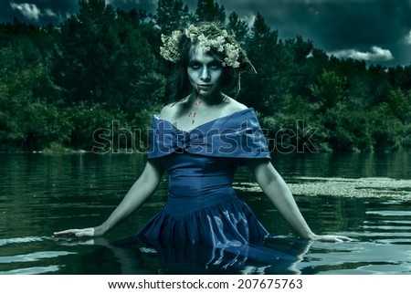 Drowned woman horror portrait