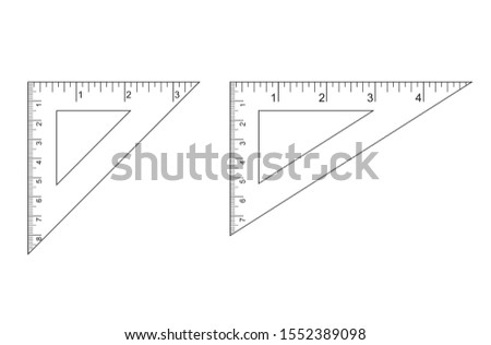 Triangle Ruler Square Set. Plastic School Drafting Drawing Right Angle Triangle Ruler. plastic triangular ruler  right angle  isosceles triangle vector
