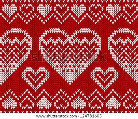 Valentines day red knitted sweater  seamless pattern