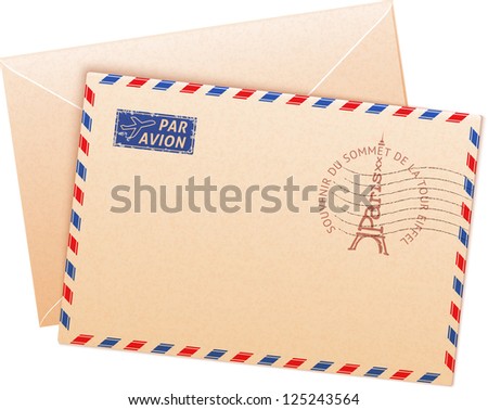 Old French Envelope With Eiffel Tour And Sign Par Avion. Vector Version ...