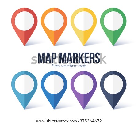 Vector map markers rainbow colors set