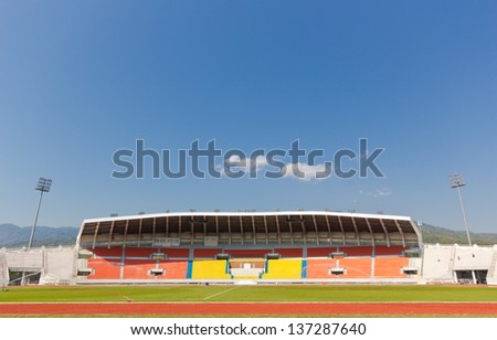 Football Grandstand in 700th Anniversary Sport Stadium at Chiang Mai, Thailand.