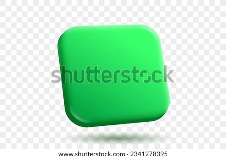 Vector 3d render button background banner. Green gradient app icon on transparent background Perspective rounded rectangle shape for web and mobile applications. Round corners graphic symbol