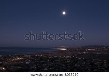 Moon Set over Dana Point with Mars under the Moon