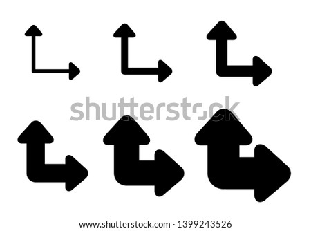Set Arrows and directions signs path or choice. different thicknesses from thin to thick. Black Vector arrows isolated on white background. 