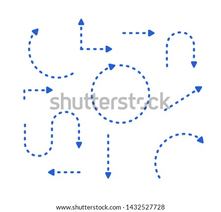 Big Set Arrows for presentation. vector thin blue lines with arrows. isolated on white background. 