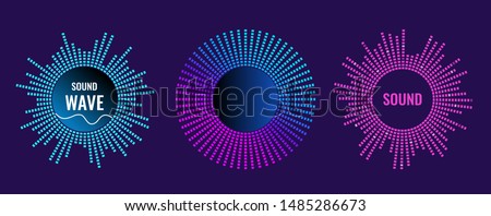 The musical symbol of the circular equalizer. Sound wave vector icon. Illustration isolated on dark background