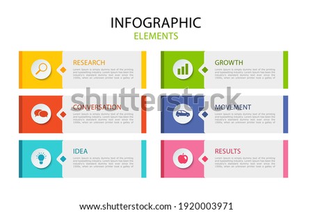 Vector business infographic. color elements with business icon. template  design layout 6 step.