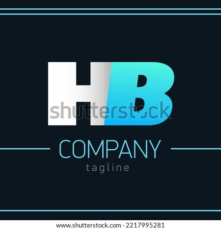 Logo Emblem Monogram HB. White and blue letter H B, Design Element  for identity company. Vector sign on white background.