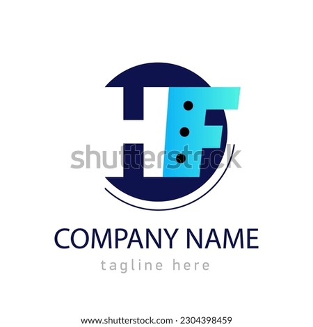 Initial Letter H B.  Logo with dot. Black and blue sign HB in black circle. Template Design Element.  Vector isolated on white.