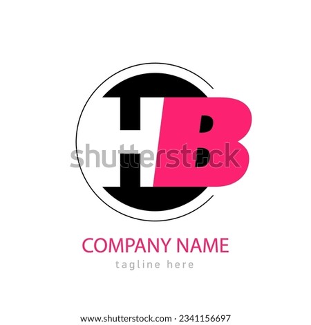 Logo Emblem Monogram HB. letter H B in black circle. White and red sign, Design Element  for identity company. Vector sign isolated on white background.