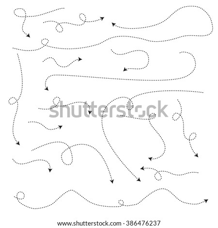 Set Arrows and directions signs in flat style. black hand drawn on white background. Dynamic vector arrow symbol isolated.