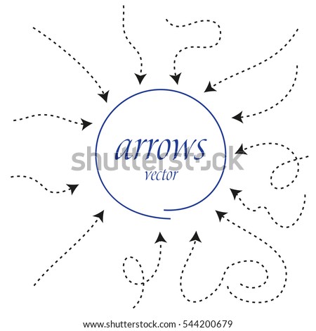 infographic Arrows. Dynamic vector arrow symbol isolated. arrows and circle in flat style. black hand drawn. 