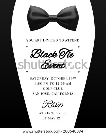 Elegant Vector Black Tie Event Invitation
