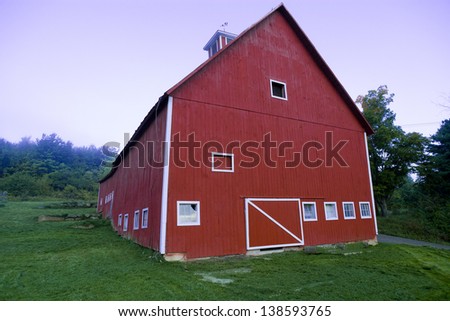 Digitally enhanced red barn, Stowe Vermont, USA